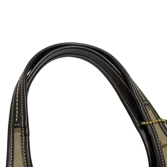 Auth COACH Ergo SignatureTote F11292 Khaki Dark Brown Jacquard Leather - Picture 6 of 8